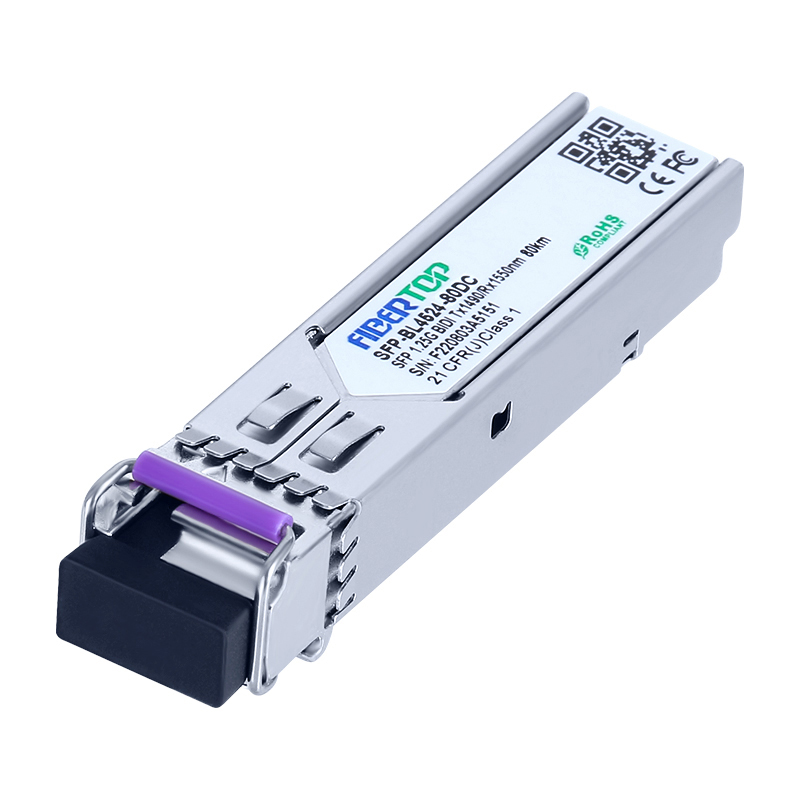 FIBERTOP 1.25Gbps SFP 收发器单模 1490nm TX / 1550nm RX 80 公里范围